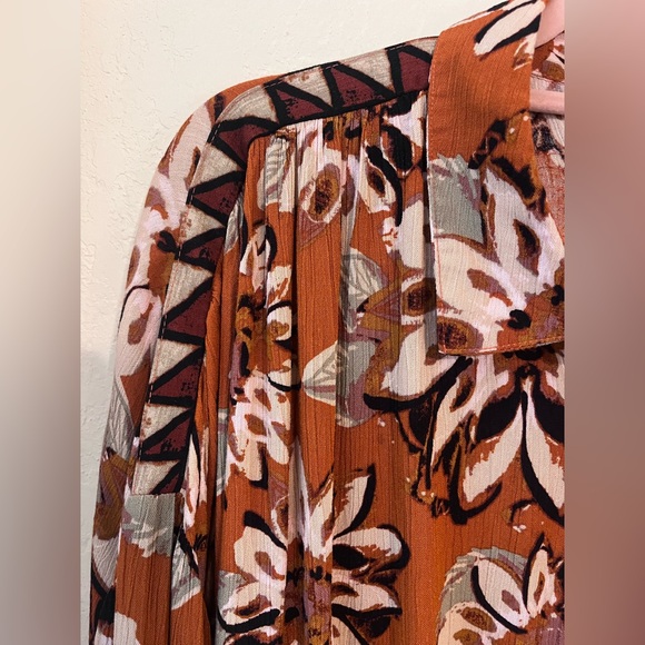 Free People Floral Blouse - Orange and Pink - Picture 6 of 8